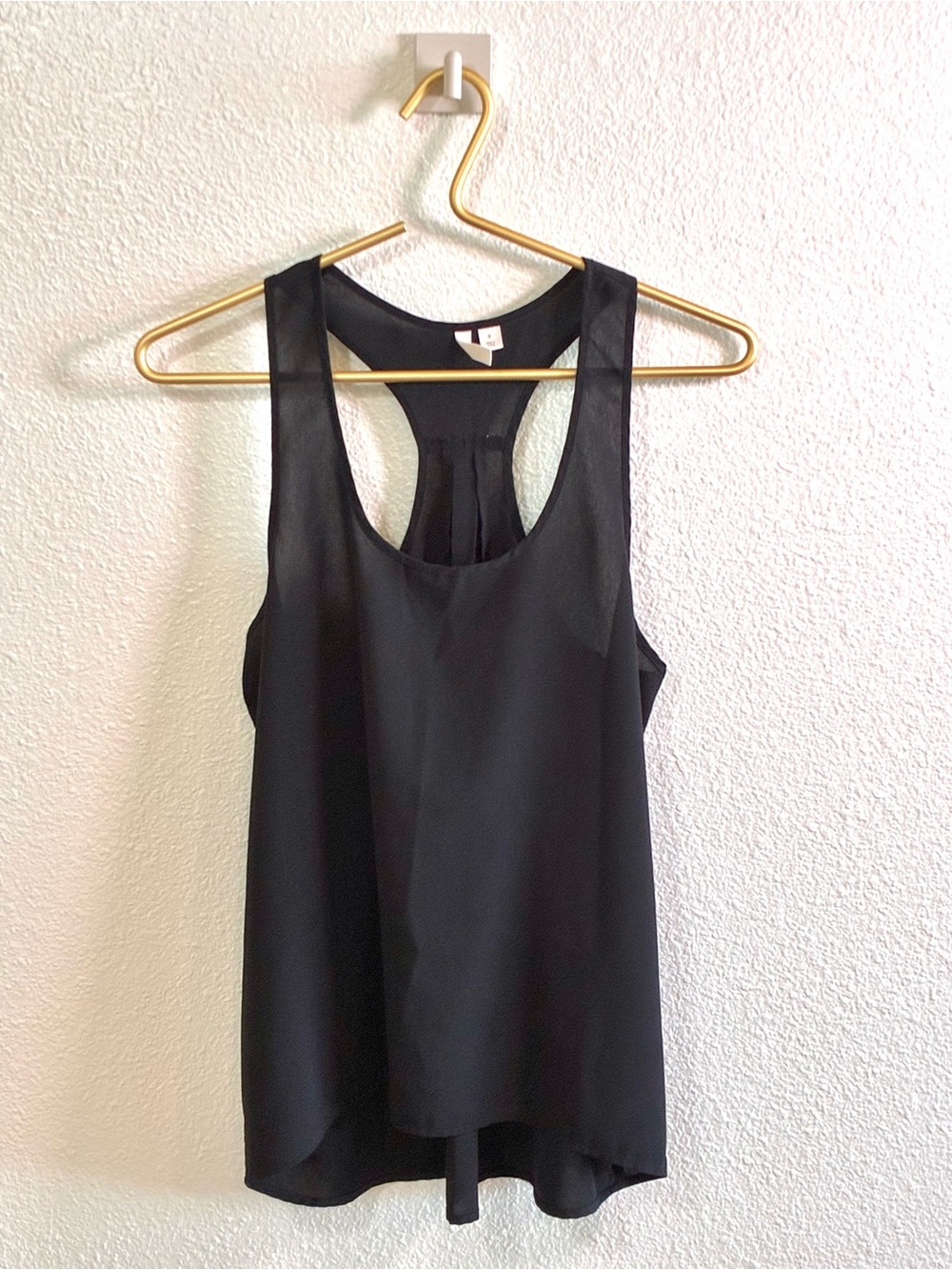 Frenchi Black Sheer Racerback Flowy Tank Top Size Small